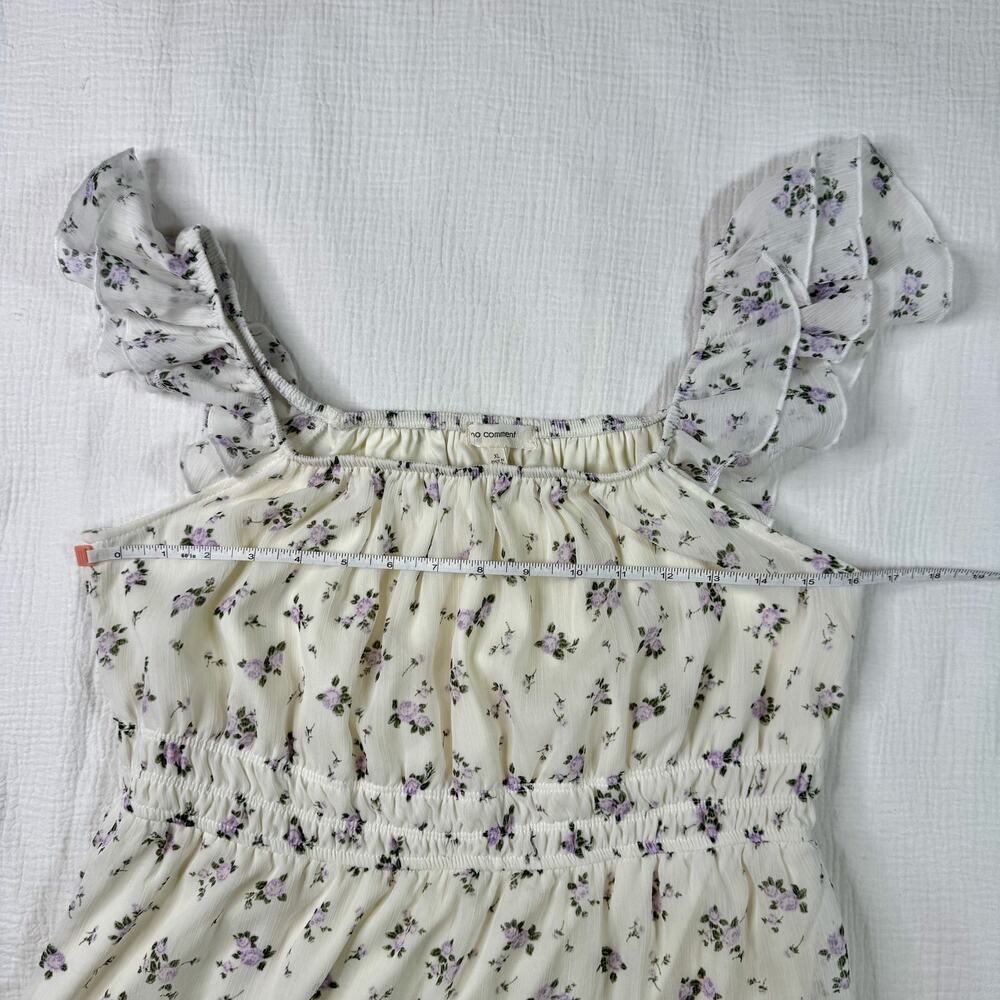 Babydoll Floral Mini Dress XL Ivory Lavender Coquette Cottagecore Tiered Ruffle - Picture 8 of 16
